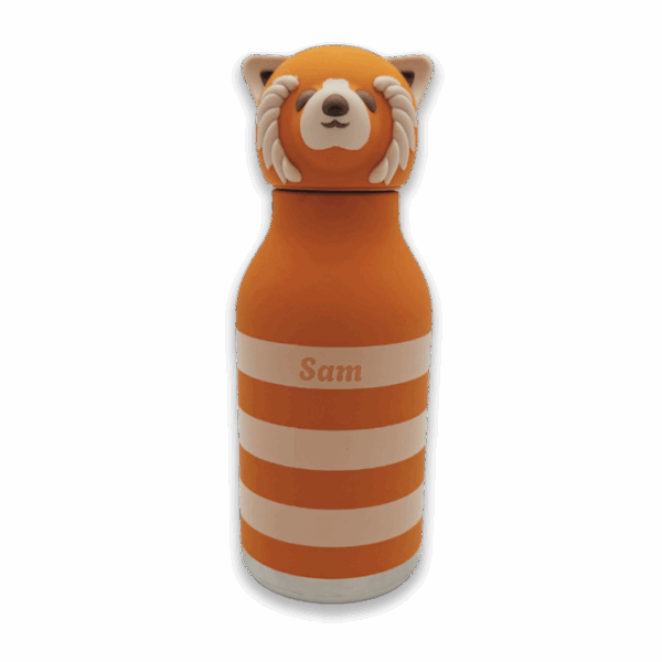 Gourde Ember le Panda Roux en inox recyclé avec tête en silicone amovible