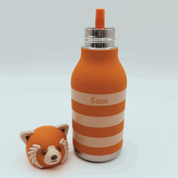 Gourde Ember le Panda Roux en inox recyclé avec tête en silicone amovible