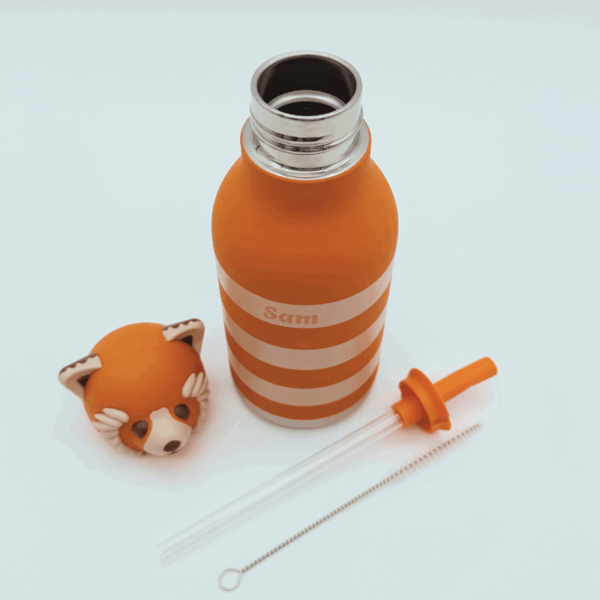 Gourde Ember le Panda Roux en inox recyclé avec tête en silicone amovible