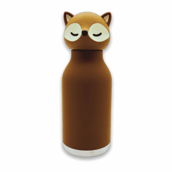 Gourde Sora la renarde en inox recyclé avec tête en silicone amovible