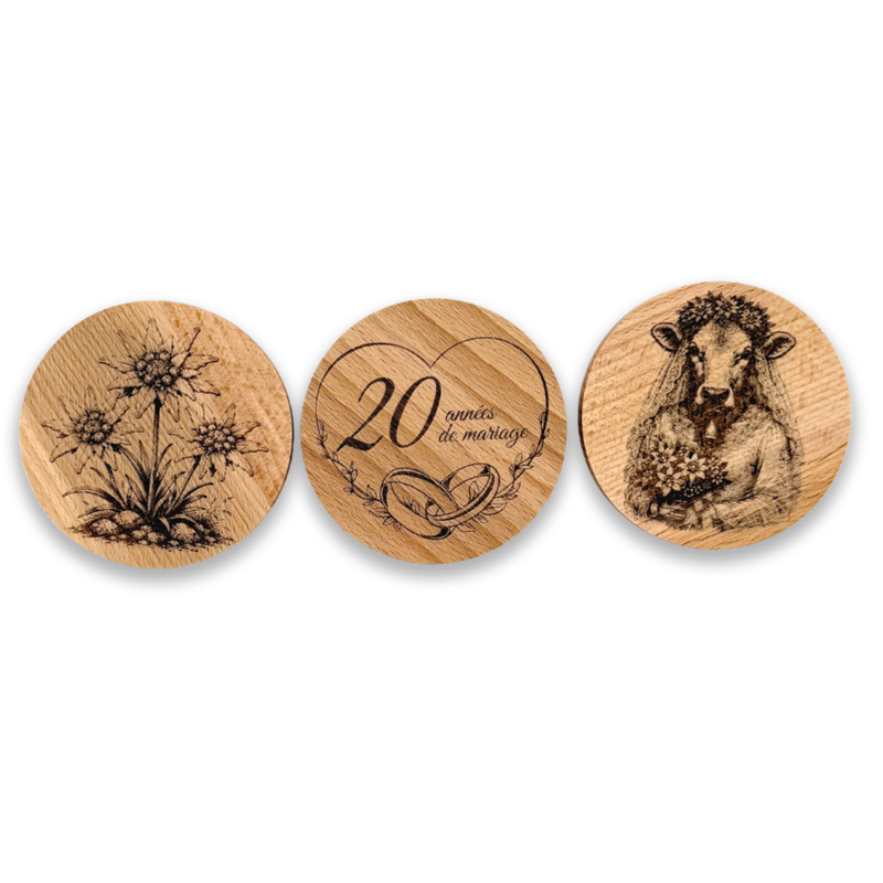 Sous-verre en bois avec image